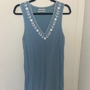blue embroidered urban outfitters shift dress